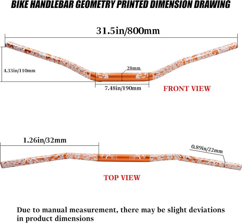 JXPANG Universal 28mm 1/1/8" Handle Bar For CRF KLX KX LTR TRX SX SXF EXC XCW Motocross Pit Dirt Bike Scooter ATV Quad Bike Grizzly Hawk 250 Bicycles (Orange) - Image 4